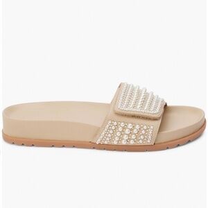 Coconuts by Matisse Reese Leather Slide Sandal Beige SZ 9